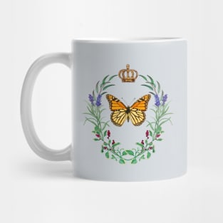 Monarch Butterfly Crown and Wreath French Style Design Mug